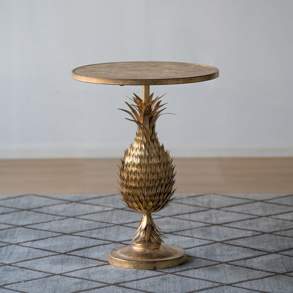 20.5X20.5X26.8" Pineapple Table Gold Primary Living Space Art Deco,Luxury,Modern,Vintage Iron