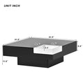 Modern Minimalist Design 31.5*31.5In Square Coffee Table With Detachable Tray And Plug In 16 Color Led Strip Lights Remote Control For Living Room Old Sku: Wf291303Aab Black Mdf