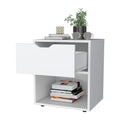 White Elegant Drawer Nightstand White White 1 Drawer Bedroom Drawer Storage Shelf White Wood