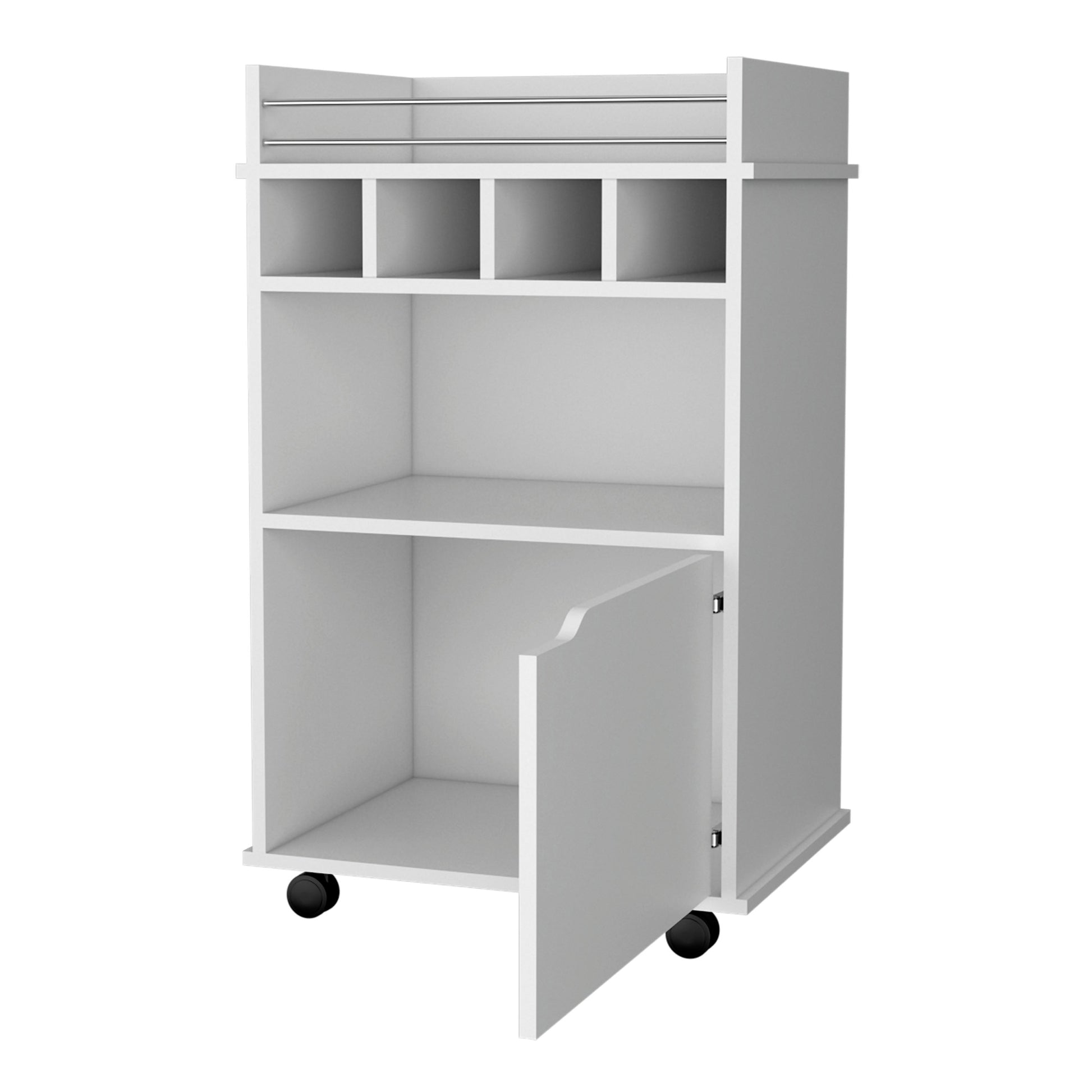 Hannah White 1 Door Bar Cart White White Dining Room Rectangular Kitchen Carts Wood Small Less Than 40In