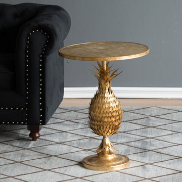 20.5X20.5X26.8" Pineapple Table Gold Primary Living Space Art Deco,Luxury,Modern,Vintage Iron