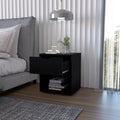 Black Elegant Drawer Nightstand Black 1 Drawer Bedroom Drawer Storage Shelf Wood