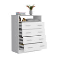 Peru L Four Drawer Dresser, Superior Top, One Open Shelf White White Bedroom Modern Particle Board Particle Board