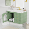 30X18X19.6 Inches Elegant Floating Bathroom Vanity Sink And Cabinet Combo 1 Door And 2 Drawers Green Bathroom Mdf