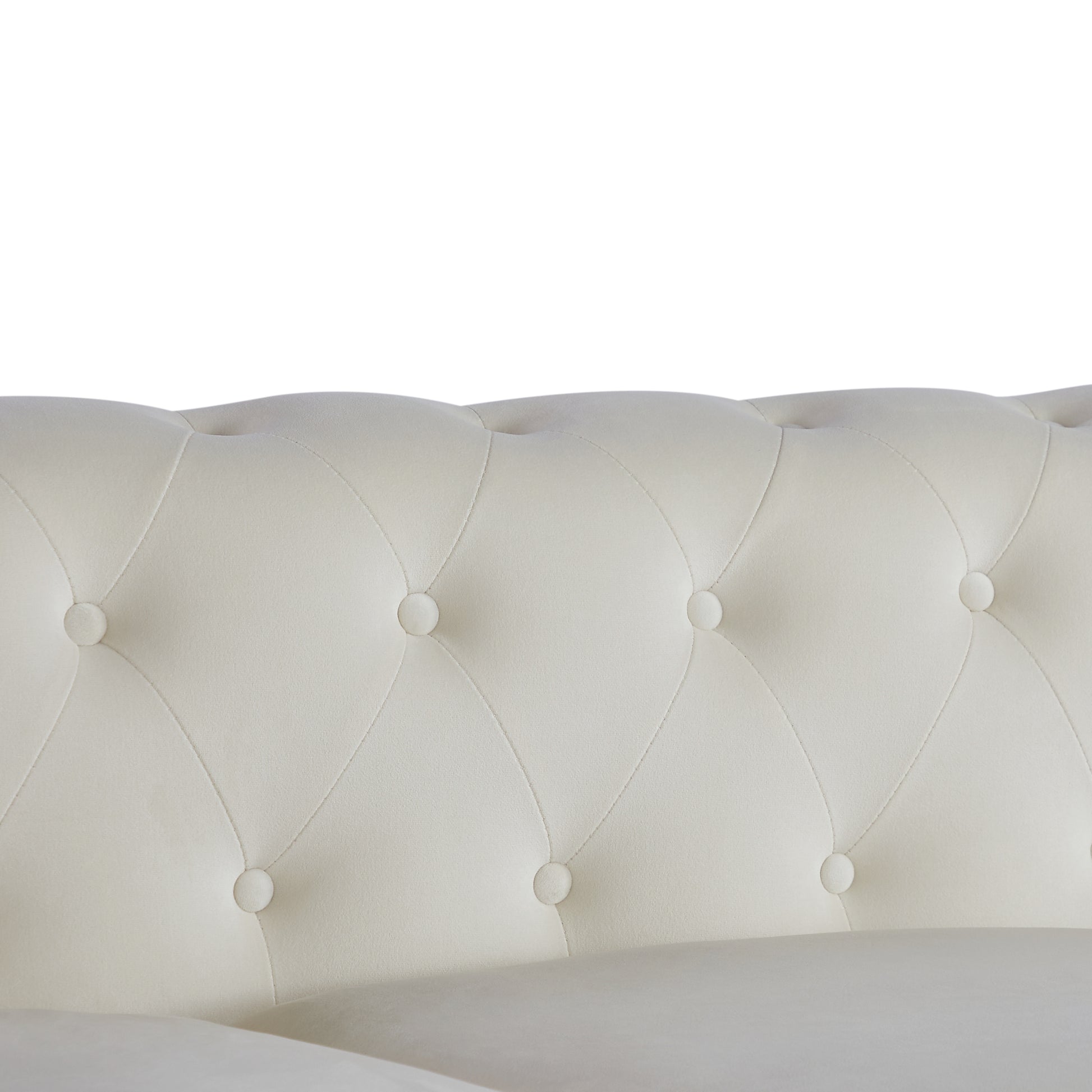 Classic Traditional Living Room Upholstered Sofa With Velvet Fabric Surface Chesterfield Tufted Fabric Sofa Couch, Large White White Primary Living Space Medium Soft Cushion Back Square Arms Foam Velvet 3 Seat