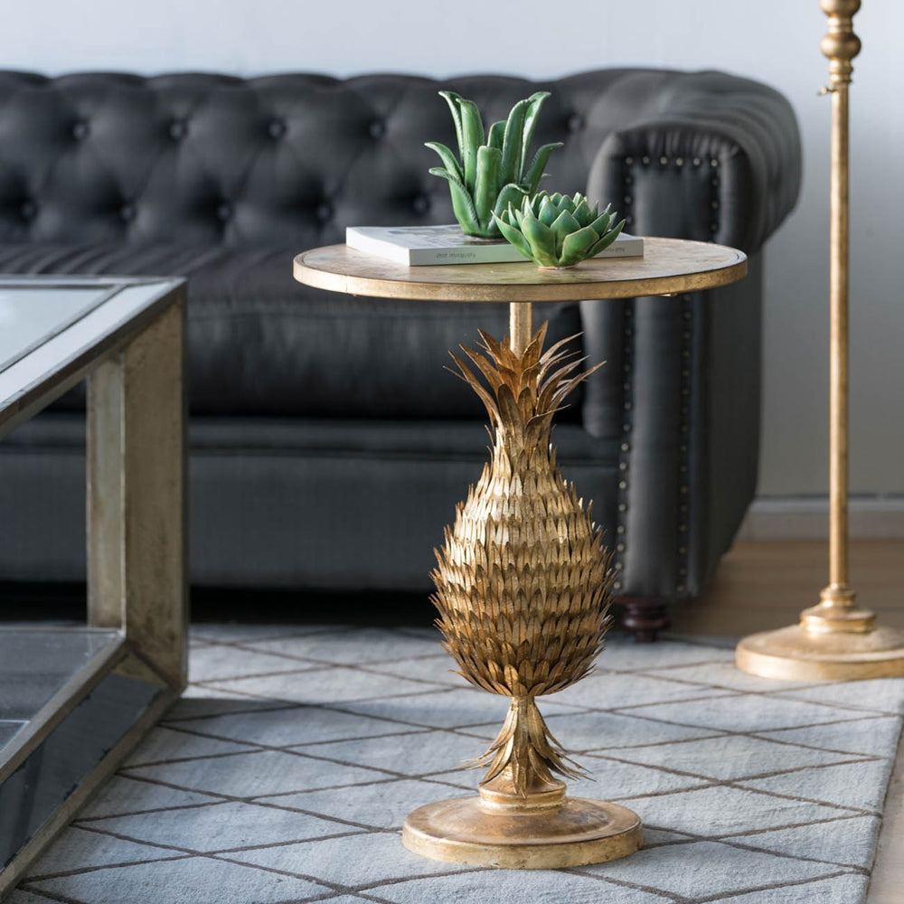 20.5X20.5X26.8" Pineapple Table Gold Primary Living Space Art Deco,Luxury,Modern,Vintage Iron