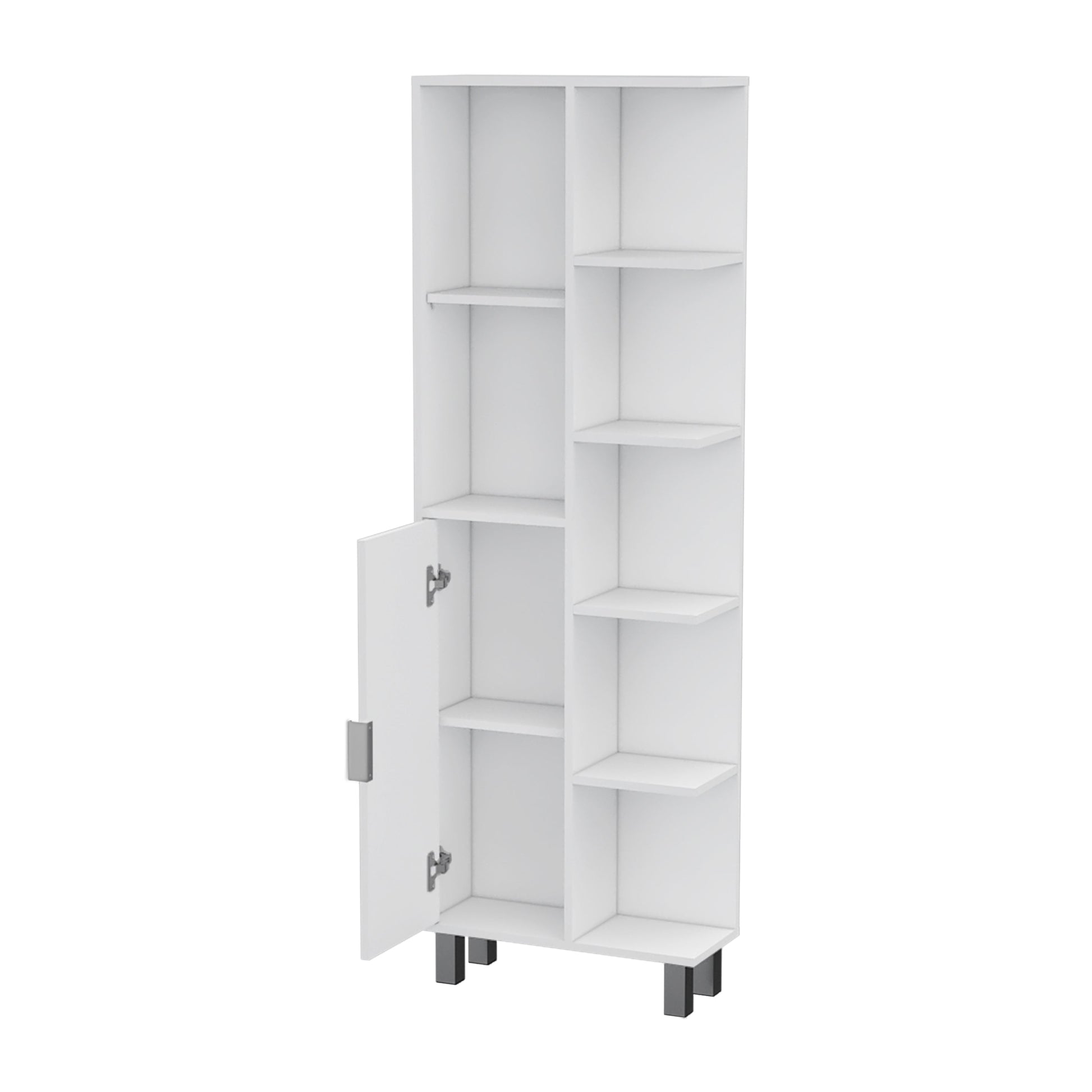 Natalie White 9 Shelf Linen Cabinet - White 1 5