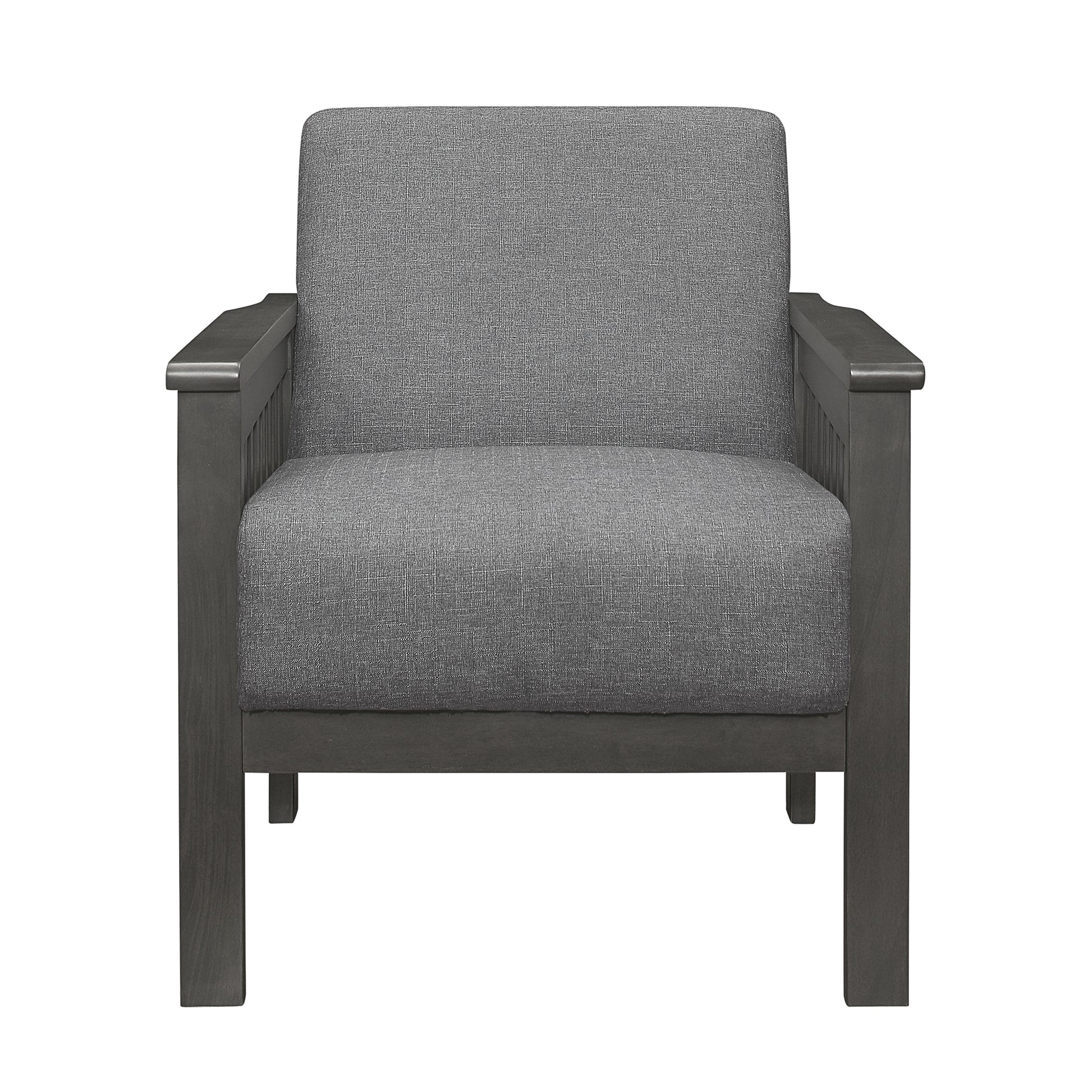 Gray Accent Chair 1Pc Solid Wood Mission Arm Cushion Back Classic Living Room Furniture Antique Gray Wooden Gray Primary Living Space Classic,Transitional Rubberwood Solid Wood