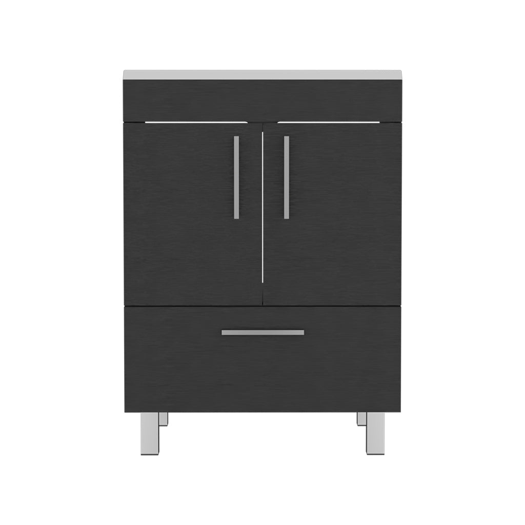 Velloc Single Bathroom Vanity, Double Door Cabinet, One Drawer Black Black Bathroom Modern Particle Board Particle Board