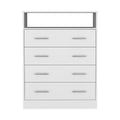 Peru L Four Drawer Dresser, Superior Top, One Open Shelf White White Bedroom Modern Particle Board Particle Board