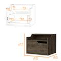 Dark Brown Dual Shelf Display Floating Nightstand Dark Brown Brown 1 Drawer Bedroom Floating Easy Assembly Wood