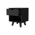 Black 1 Open Storage Shelf Nightstand Black 1 Drawer Bedroom Open Storage Shelf Black Wood