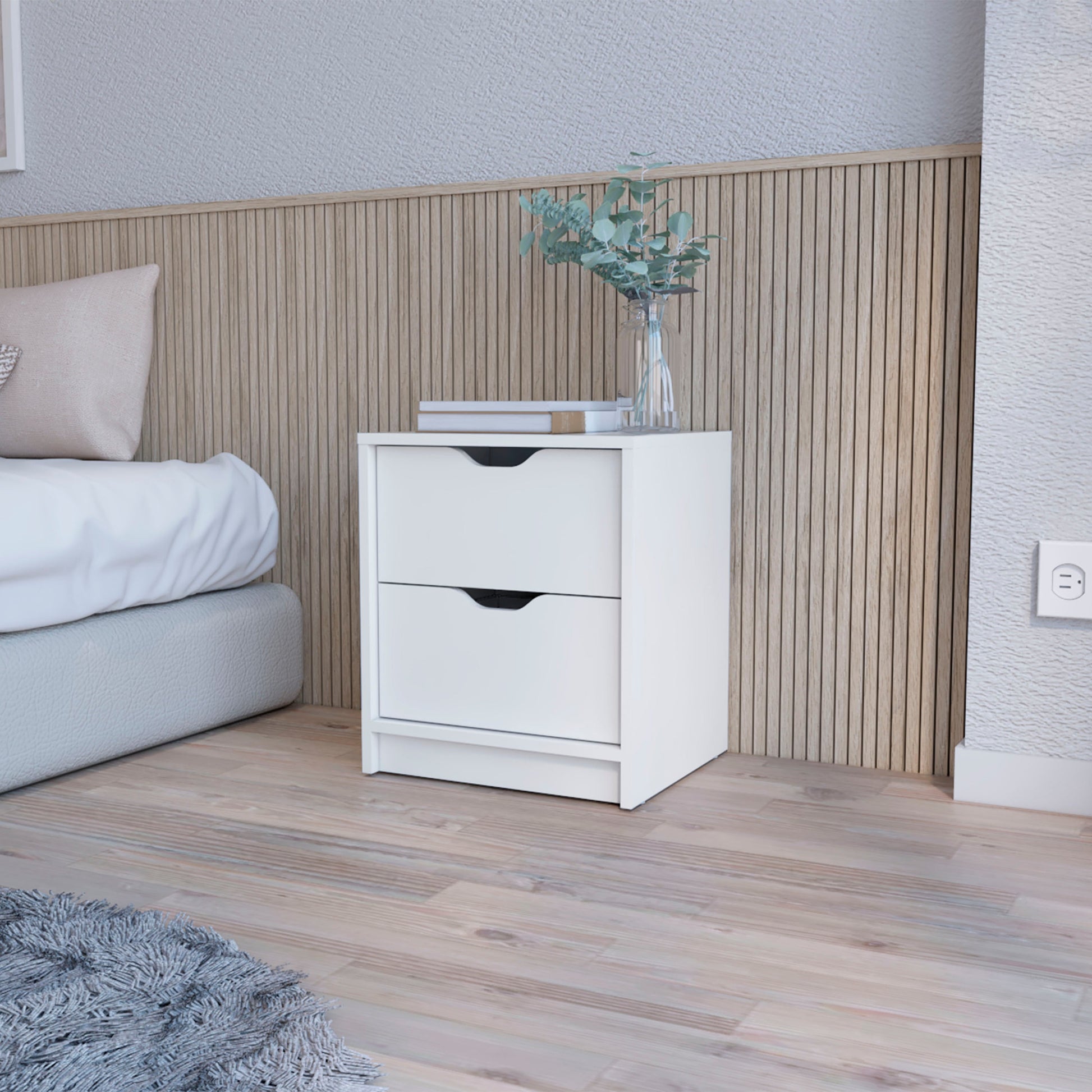 White 2 Drawer Nightstand White White 2 Drawers Bedroom Drawer Storage Drawers White Wood