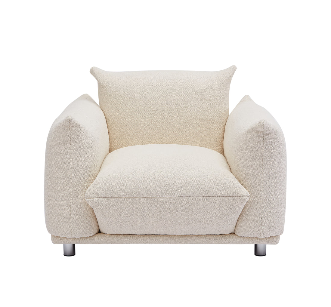 Sherpa Accent Chair Single Sofa 42"W Accent Chair For Bedroom Living Room Apartment, Beige Beige Foam Fabric 1 Seat