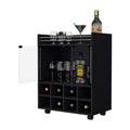 Bradley Black 8 Bottle Rack Bar Cart - Black