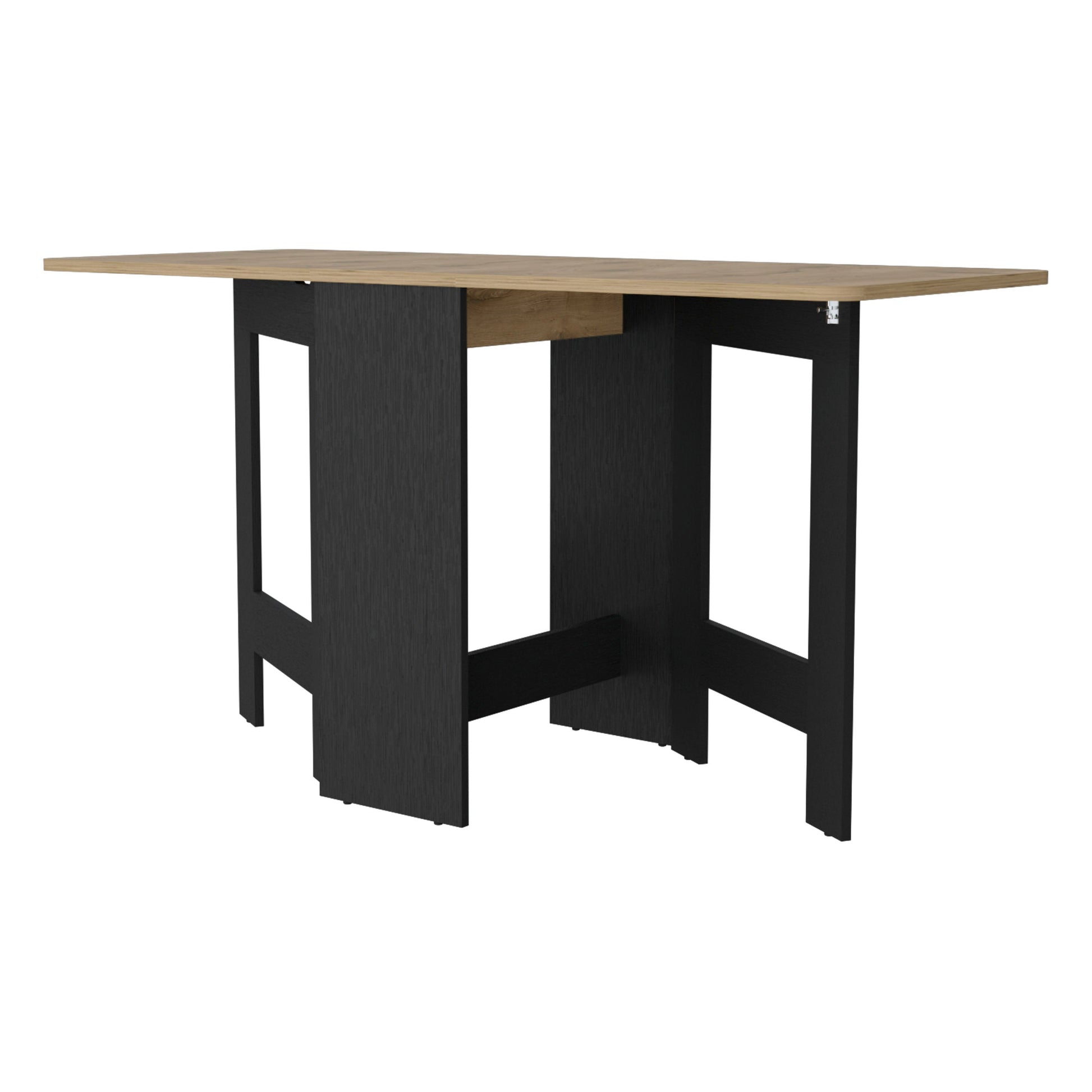 Cole Black And Macadamia Folding Dining Table Black Brown Folding Dining Room Rectangular Kitchen & Dining Tables Rectangular Wood
