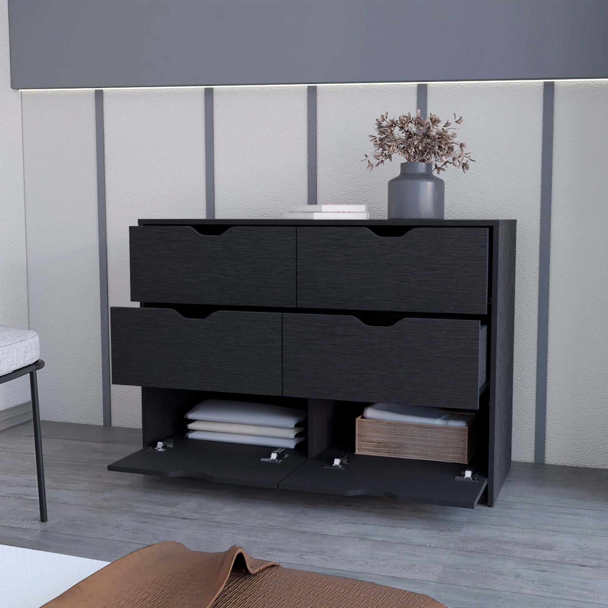 Black 4 Drawer Dresser Black Bedroom Wood