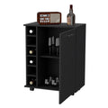 Black 6 Bottle Rack Bar Cart Black Primary Living Space Rectangular Kitchen Carts Wood Small Less Than 40In