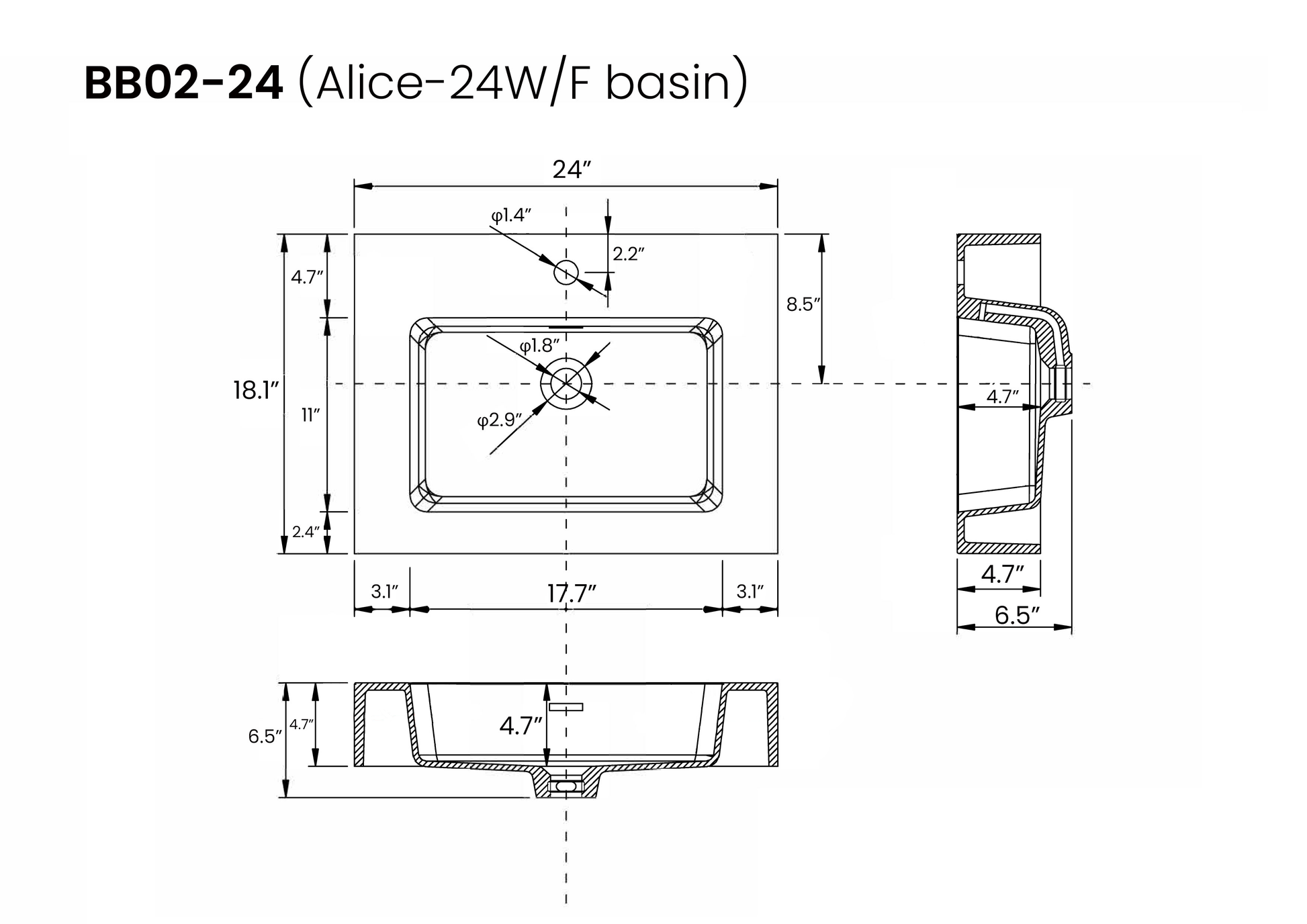 U095 Alice60W 102 Alice 60" Space Grey Bathroom Vanity With Double Sinks And Open Shelf, Modern Wall Mounted Floating Bathroom Vanity, One Piece Sink Basin Without Drain And Faucet Light Gray Bathroom Modern Engineered Wood