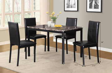 Citico 5 Piece Metal Dinette Set With Laminated Faux Marble Top, Black Metal Wood Black Seats 4 Metal Dining Room 48 Inches Fixed Table 4 Leg Rectangular Metal Dining Table With Chair Metal