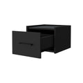 Black Wall Mounted Floating Nightstand Black 1 Drawer Bedroom Floating Space Saving Black Wood