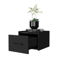 Black Wall Mounted Floating Nightstand Black 1 Drawer Bedroom Floating Space Saving Black Wood