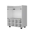 White 8 Bottle Rack Bar Cart White White Primary Living Space Rectangular Kitchen Carts Wood Small Less Than 40In