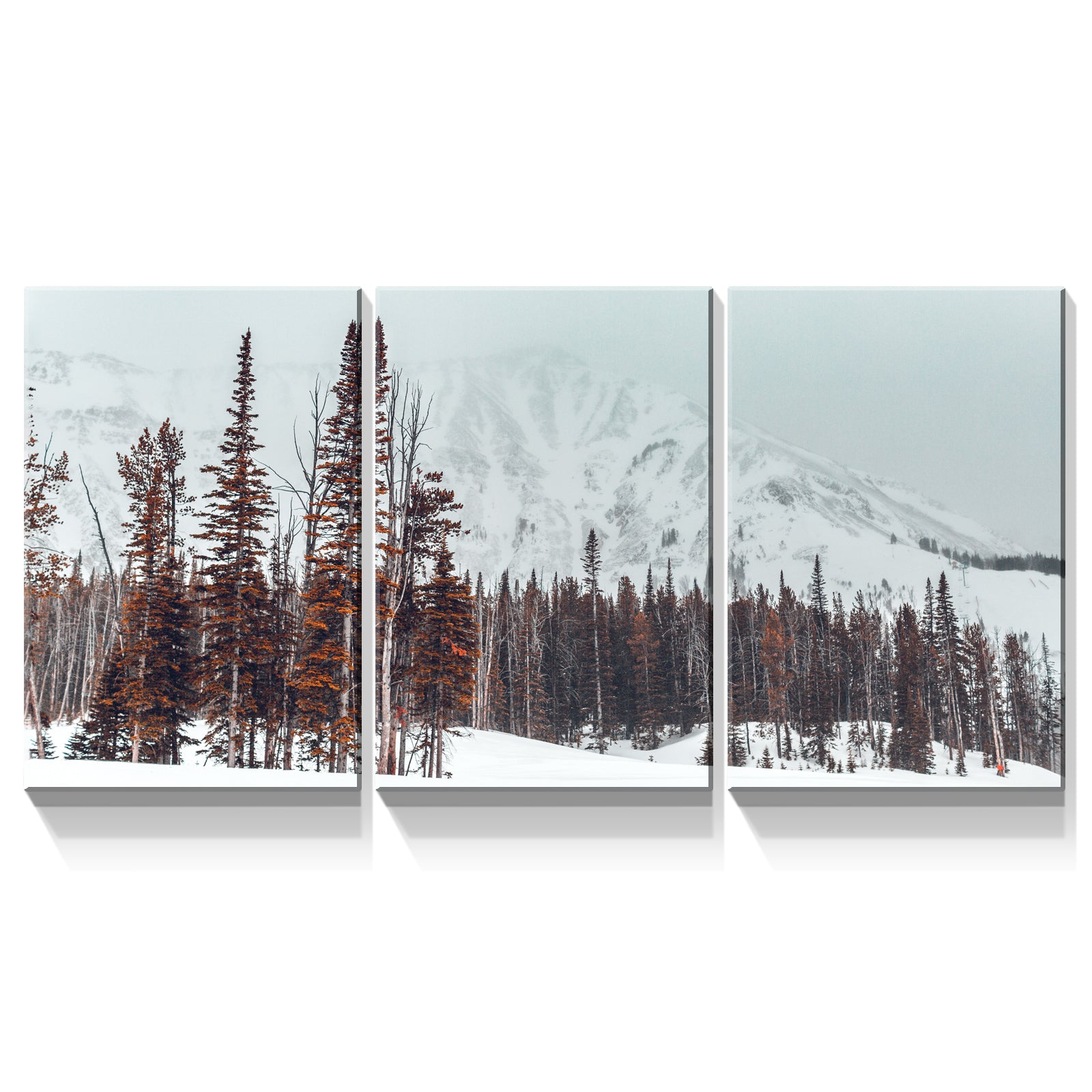 3 Panels Framed Winter Forest Canvas Wall Art Decor,3 Pieces Mordern Canvas Decoration Painting For Office,Dining Room,Living Room, Bedroom Decor Ready To Hang 2436In Thickness 1.5Inch Rectangle Framed Multicolor Oversized 41In Canvas Nature Scenes