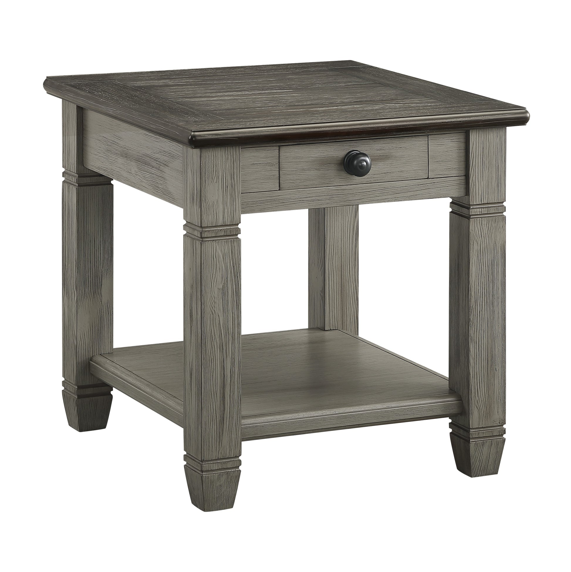 Coffee And Antique Gray Finish 1Pc End Table With Drawer Bottom Shelf Wooden Living Room Furniture Side Table Antique Gray Primary Living Space Casual,Contemporary Drawers Coffee & End Tables Wood