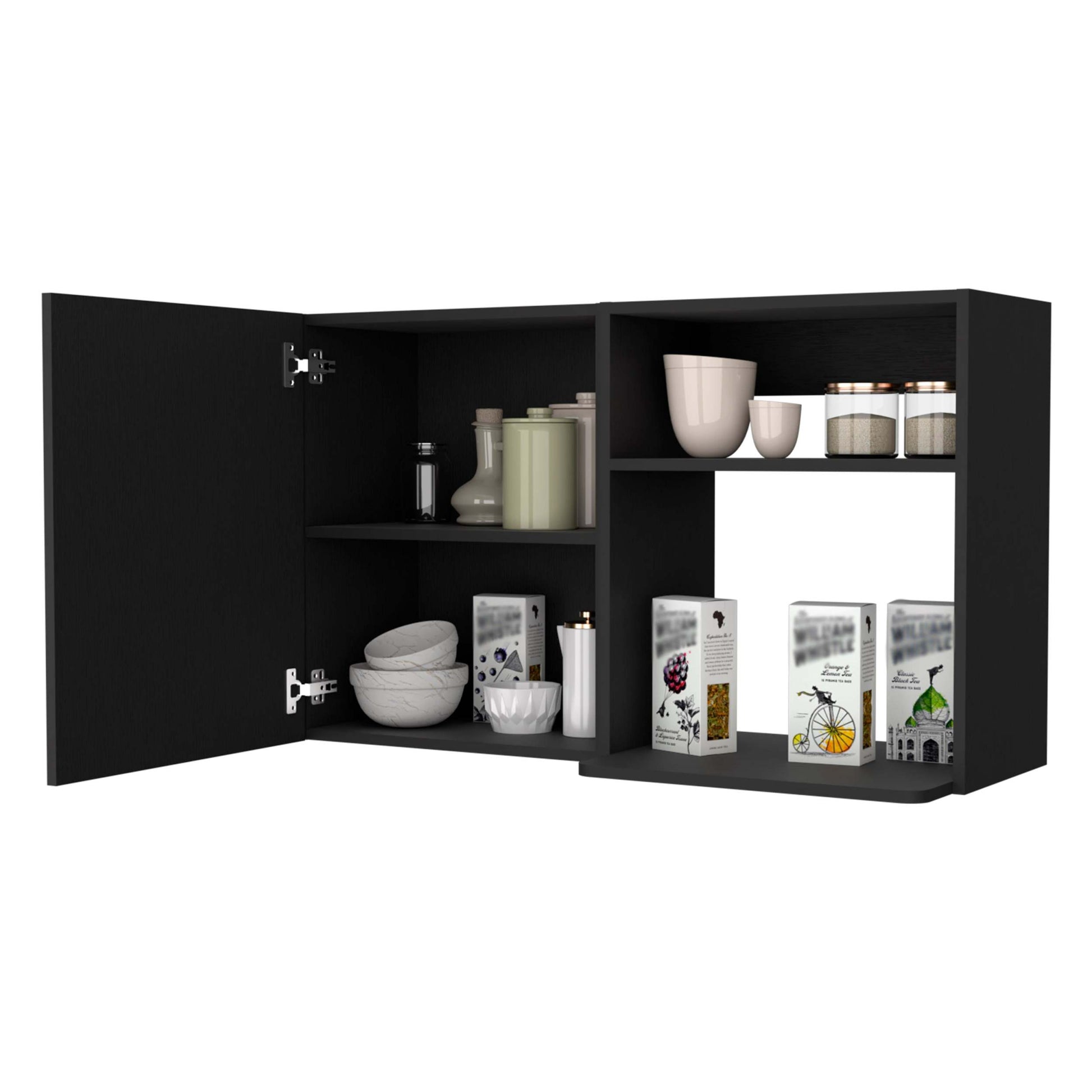 Carter Black 2 Wall Cabinet Black Wood