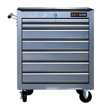 7 Drawers Multifunctional Tool Cart With Wheels Silver Silver Steel