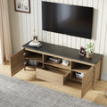 58 Inches Modern Tv Stand With Led Lights Entertainment Center Tv Cabinet With Storage For Up To 80 Inch For Gaming Living Room Bedroom Natural Wood Wash Particle Board