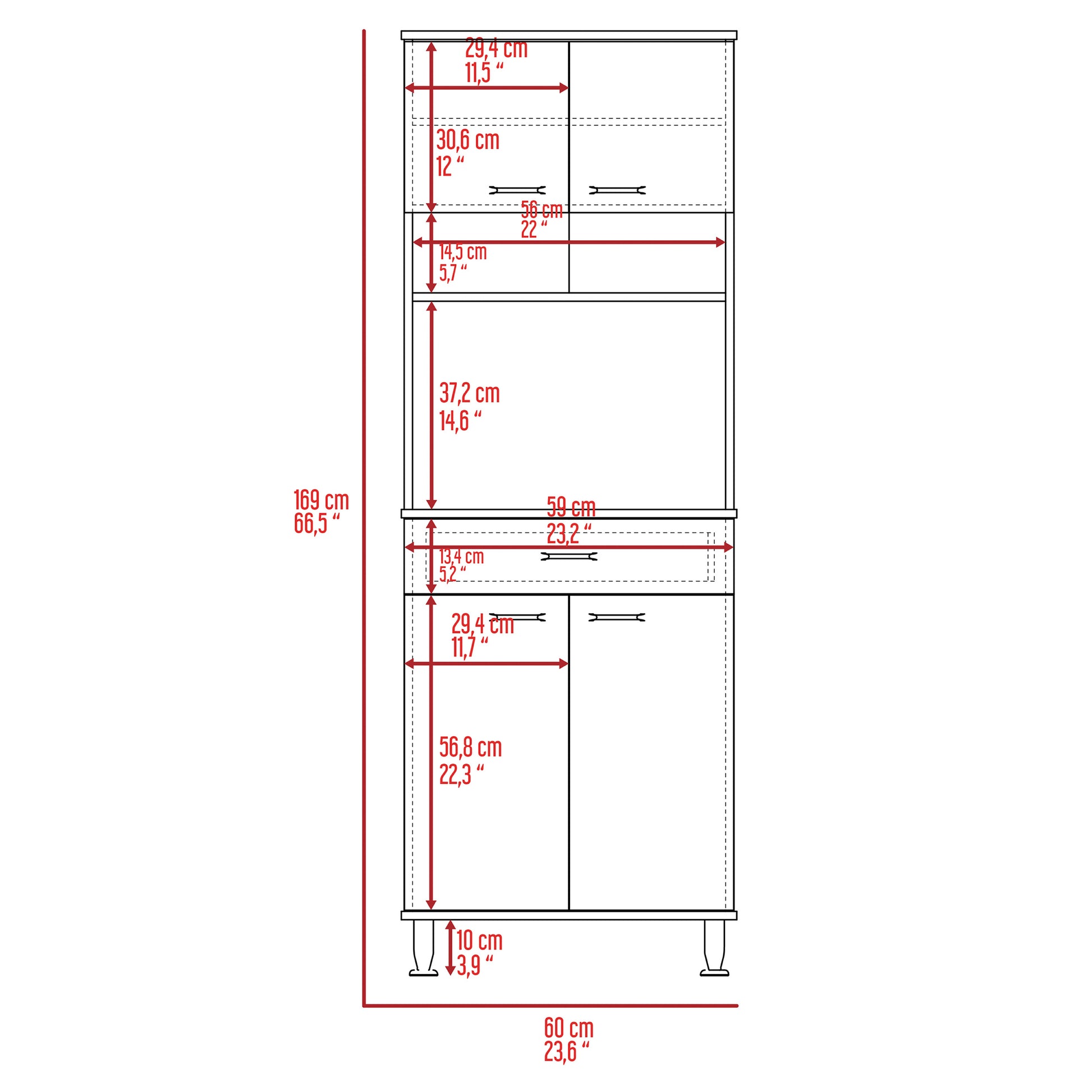 DEPOT E SHOP Helis 60 Pantry Double Door Cabinet, One gray-particle board-particle board