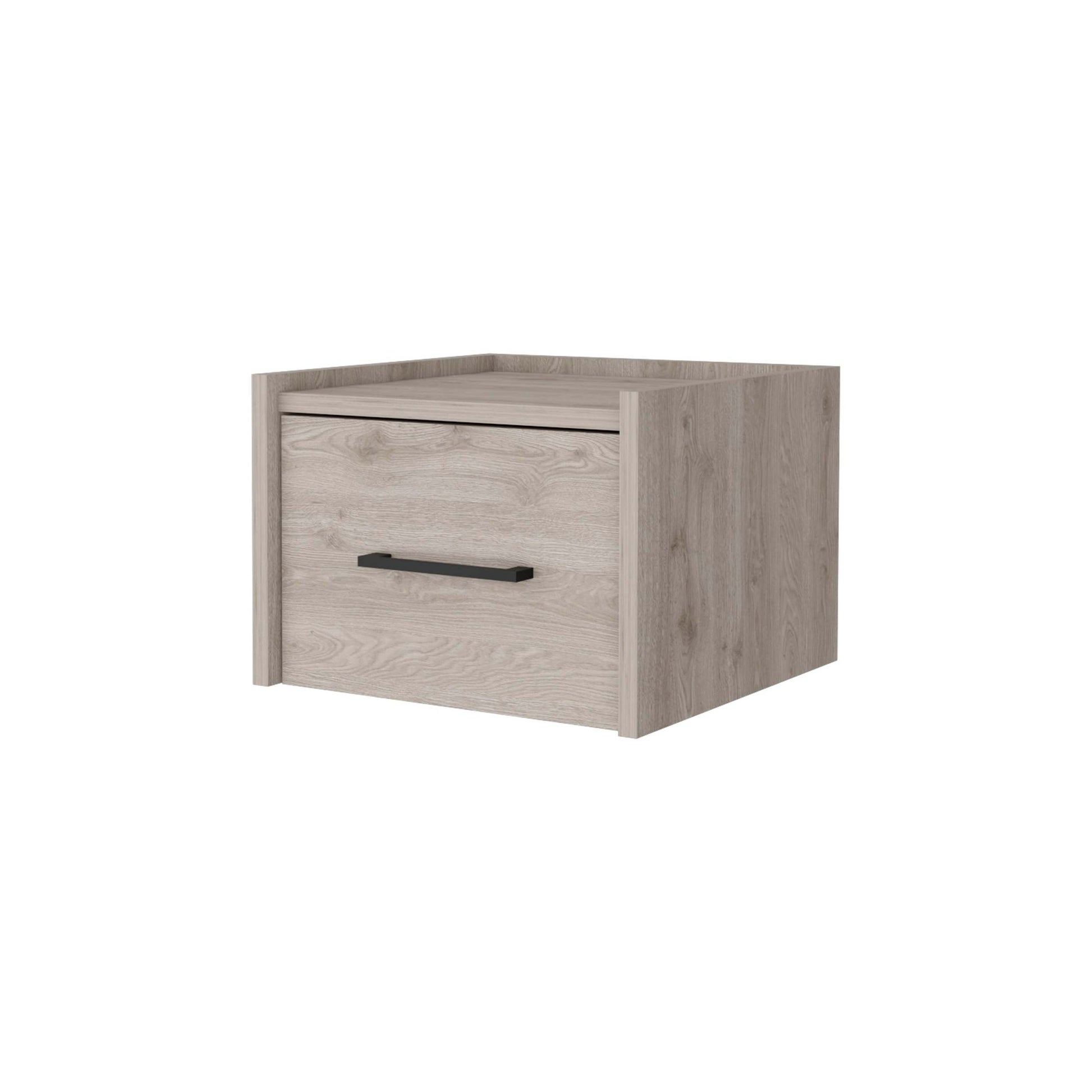 Light Gray Wall Mounted Floating Nightstand Light Gray Gray 1 Drawer Bedroom Floating Space Saving Wood