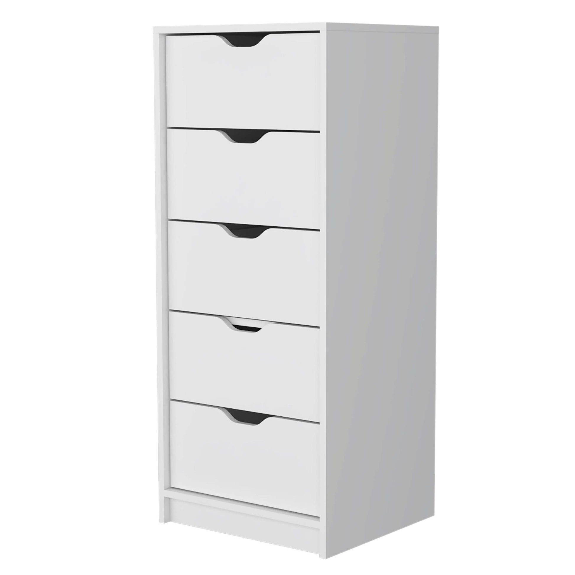 Logan White 5 Narrow Drawer Dresser White White Bedroom Wood