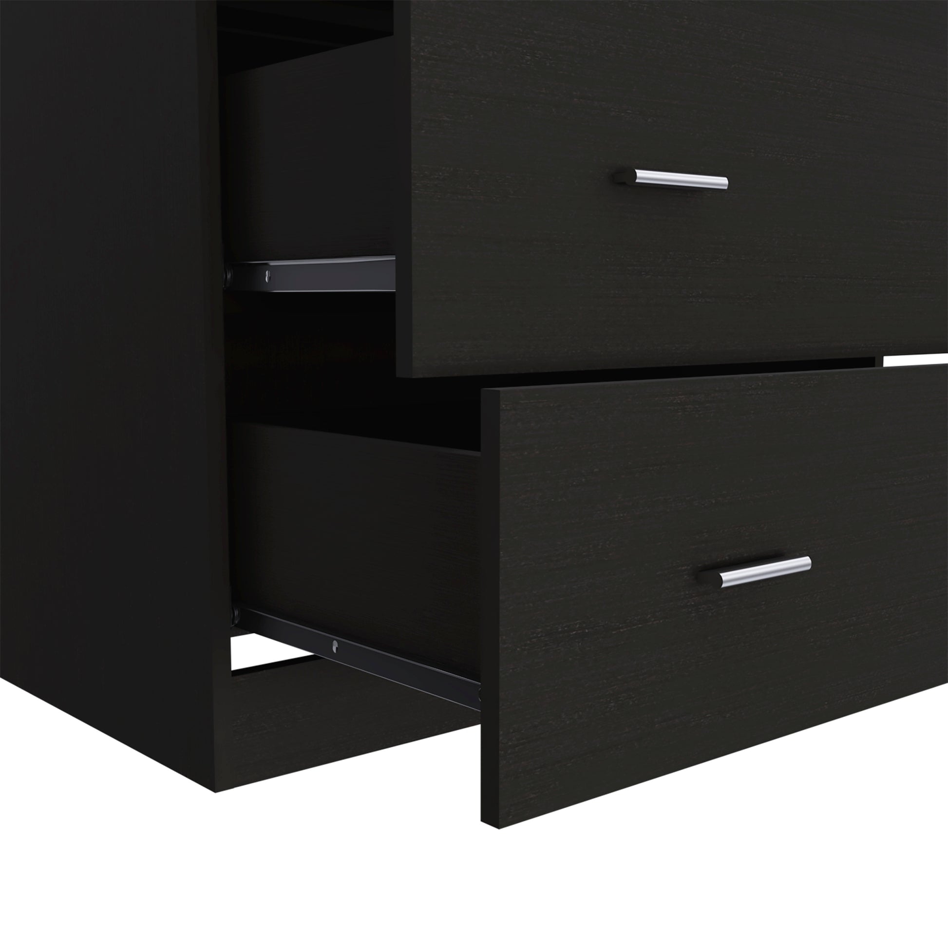 Topaz Three Drawer Dresser, Superior Top, Handles, Black Black Particle Board Particle Board