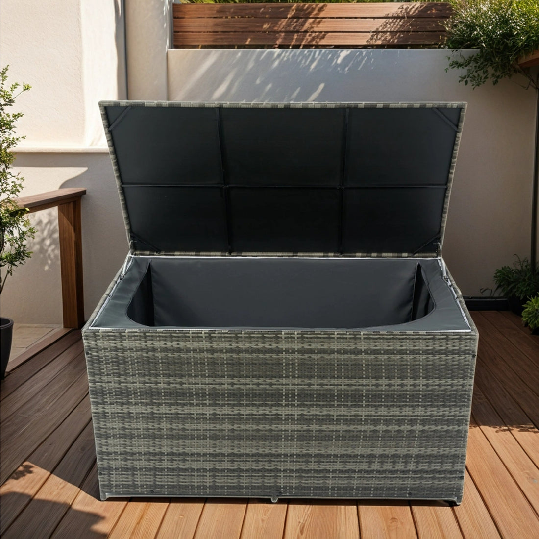 Outdoor Storage Box, 200 Gallon Wicker Patio Deck Boxes With Lid, Outdoor Cushion Storage For Kids Toys, Pillows, Towel No Sectional Grey Mildew Resistant Frame Mildew Resistant Cushion Garden & Outdoor American Traditional Pe Rattan Iron Waterproof