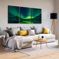 3 Panels Framed Aurora Forest Canvas Wall Art Decor,3 Pieces Mordern Canvas Decoration Painting For Office,Dining Room,Living Room, Bedroom Decor Ready To Hang Rectangle Framed Multicolor Oversized 41In Canvas Nature Scenes