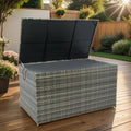 Outdoor Storage Box, 200 Gallon Wicker Patio Deck Boxes With Lid, Outdoor Cushion Storage For Kids Toys, Pillows, Towel No Sectional Grey Mildew Resistant Frame Mildew Resistant Cushion Garden & Outdoor American Traditional Pe Rattan Iron Waterproof