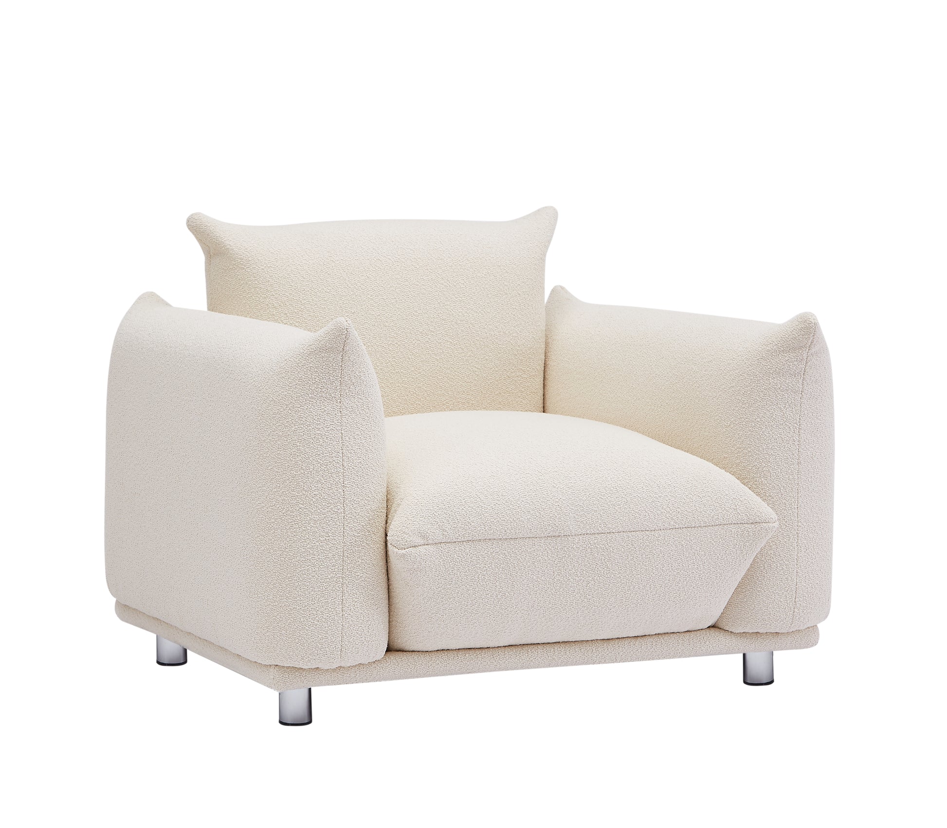 Sherpa Accent Chair Single Sofa 42"W Accent Chair For Bedroom Living Room Apartment, Beige Beige Foam Fabric 1 Seat