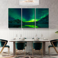 3 Panels Framed Aurora Forest Canvas Wall Art Decor,3 Pieces Mordern Canvas Decoration Painting For Office,Dining Room,Living Room, Bedroom Decor Ready To Hang Rectangle Framed Multicolor Oversized 41In Canvas Nature Scenes