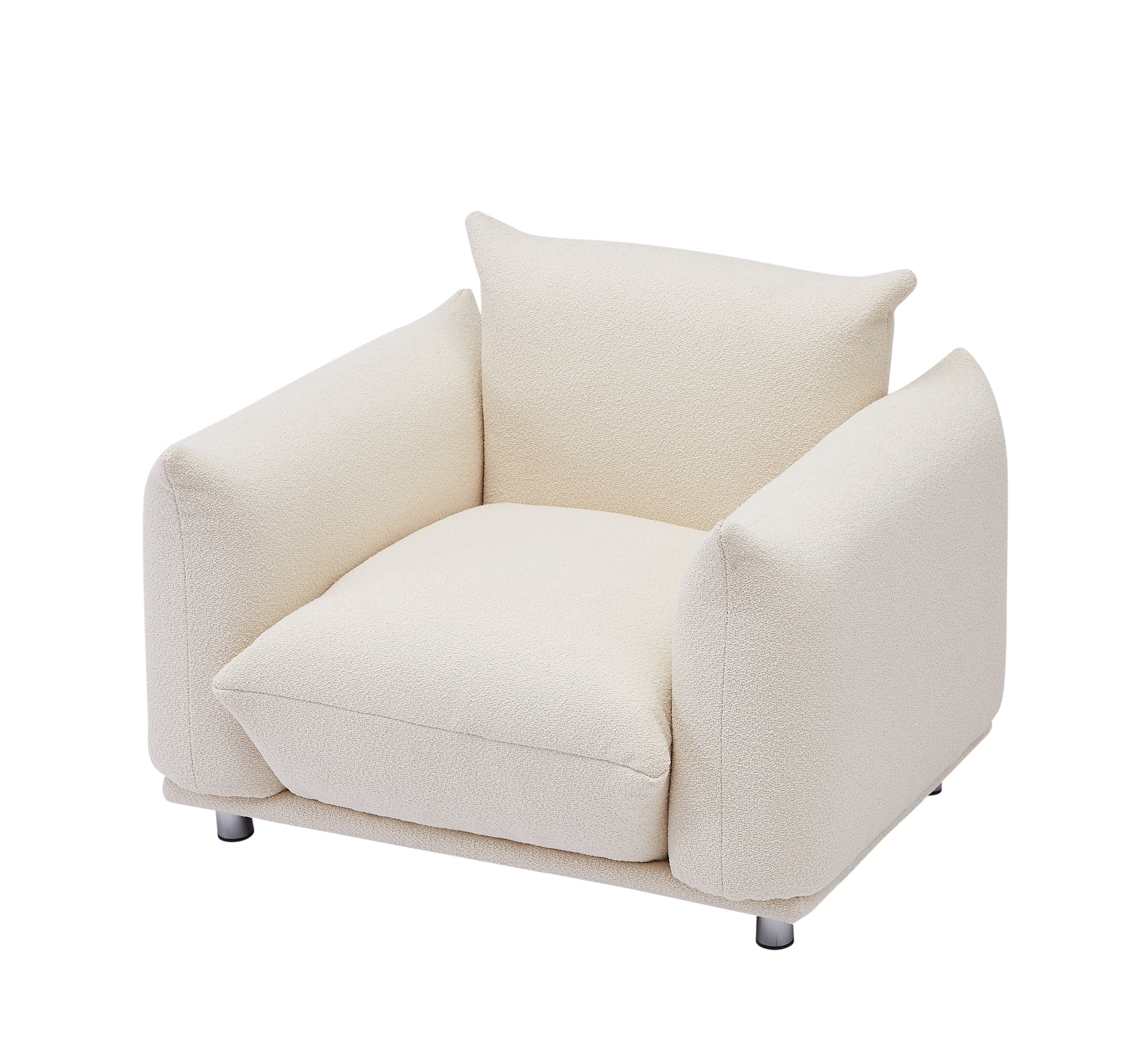Sherpa Accent Chair Single Sofa 42"W Accent Chair For Bedroom Living Room Apartment, Beige Beige Foam Fabric 1 Seat