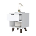 White 1 Open Storage Shelf Nightstand White White 1 Drawer Bedroom With Legs Shelf White Wood