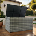 Outdoor Storage Box, 200 Gallon Wicker Patio Deck Boxes With Lid, Outdoor Cushion Storage For Kids Toys, Pillows, Towel No Sectional Grey Mildew Resistant Frame Mildew Resistant Cushion Garden & Outdoor American Traditional Pe Rattan Iron Waterproof