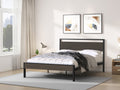 Ceres Metal Bed, Black With Walnut Wood Headboard&Footboard, Queen Box Spring Not Required Queen Black Metal Red Bedroom Bed Frame Metal Metal