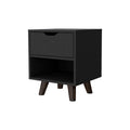 Black 1 Open Storage Shelf Nightstand Black 1 Drawer Bedroom Open Storage Shelf Black Wood