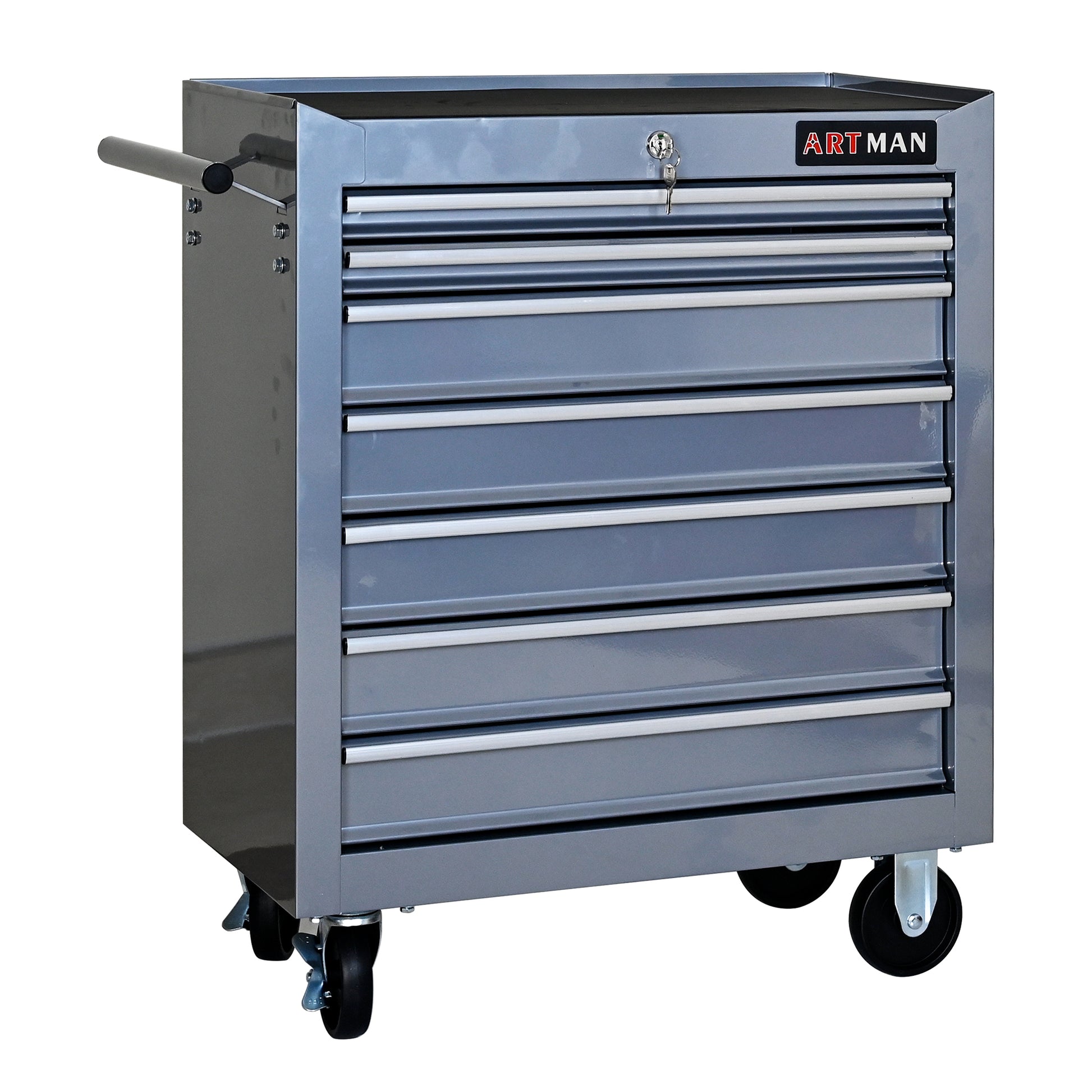 7 Drawers Multifunctional Tool Cart With Wheels Silver Silver Steel