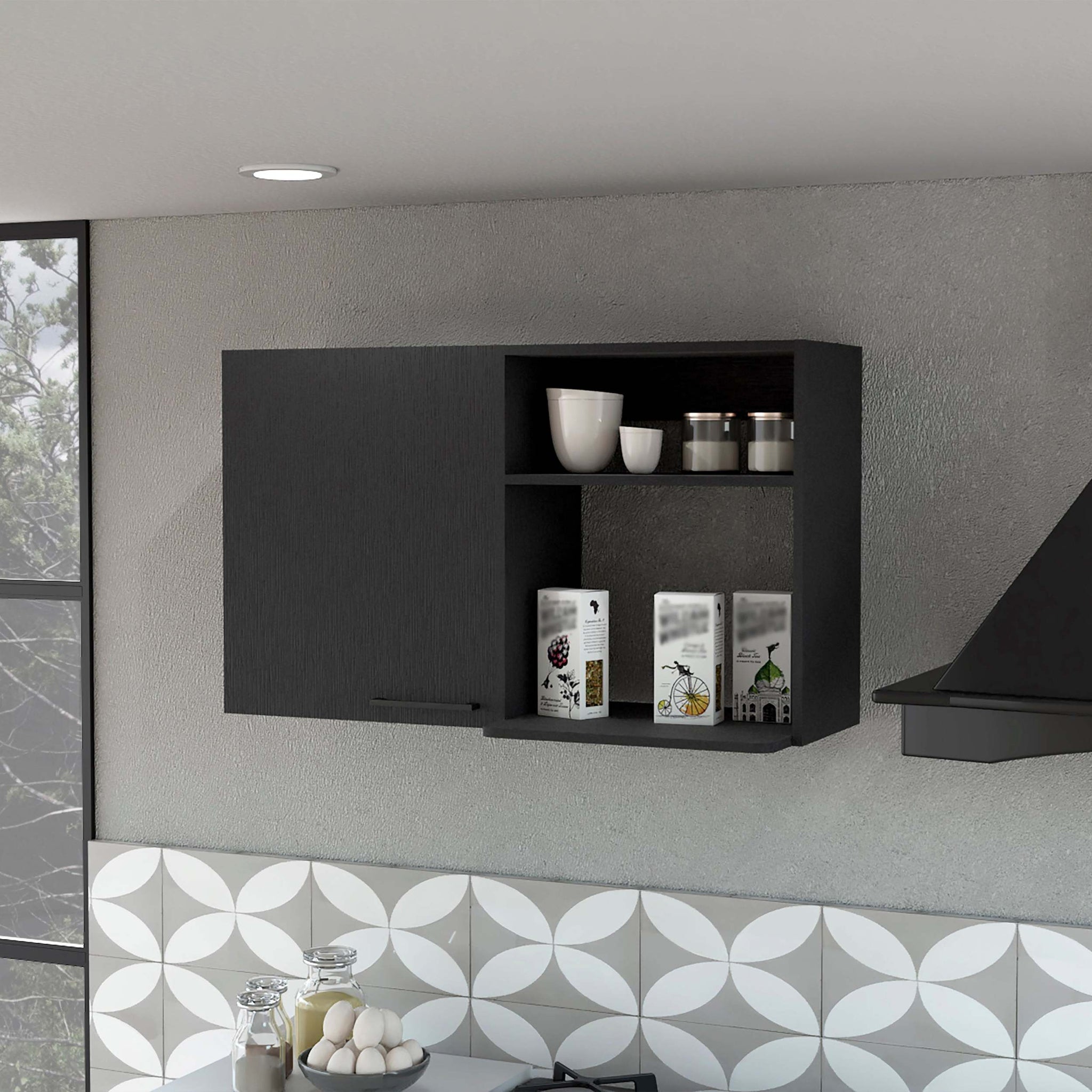 Carter Black 2 Wall Cabinet Black Wood