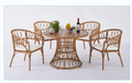 Outdoor Dining Simple Bamboo Chair Tablepe Ratten Round Table 110Cm Plastic Wood Top Antique Brown Bamboo