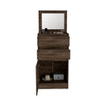 Depot E Shop Diamond Dresser, Jewelry Box, Mirror, Single Door Cabinet, Two Drawers, Dark Walnut Brown Particle Board Particle Board